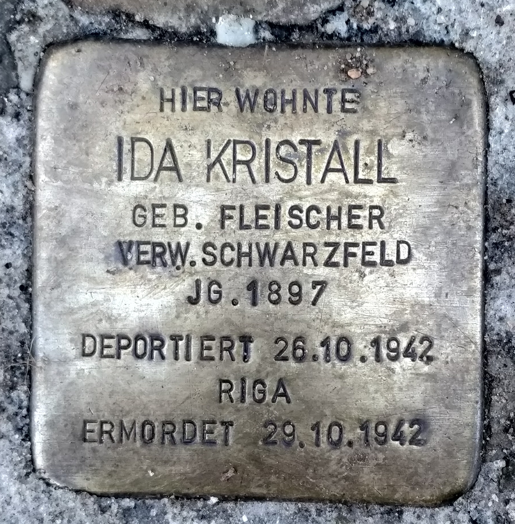 Stolpersteine Ida Kristall