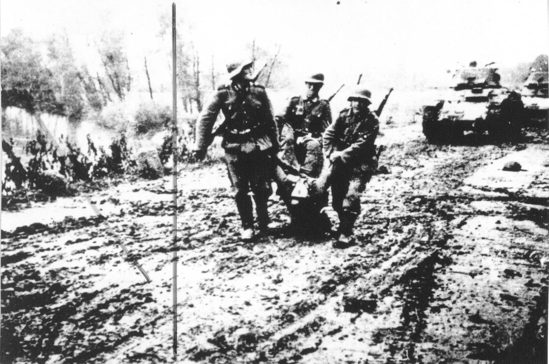 German Soldiers and Wonded Companion in Kraljevo